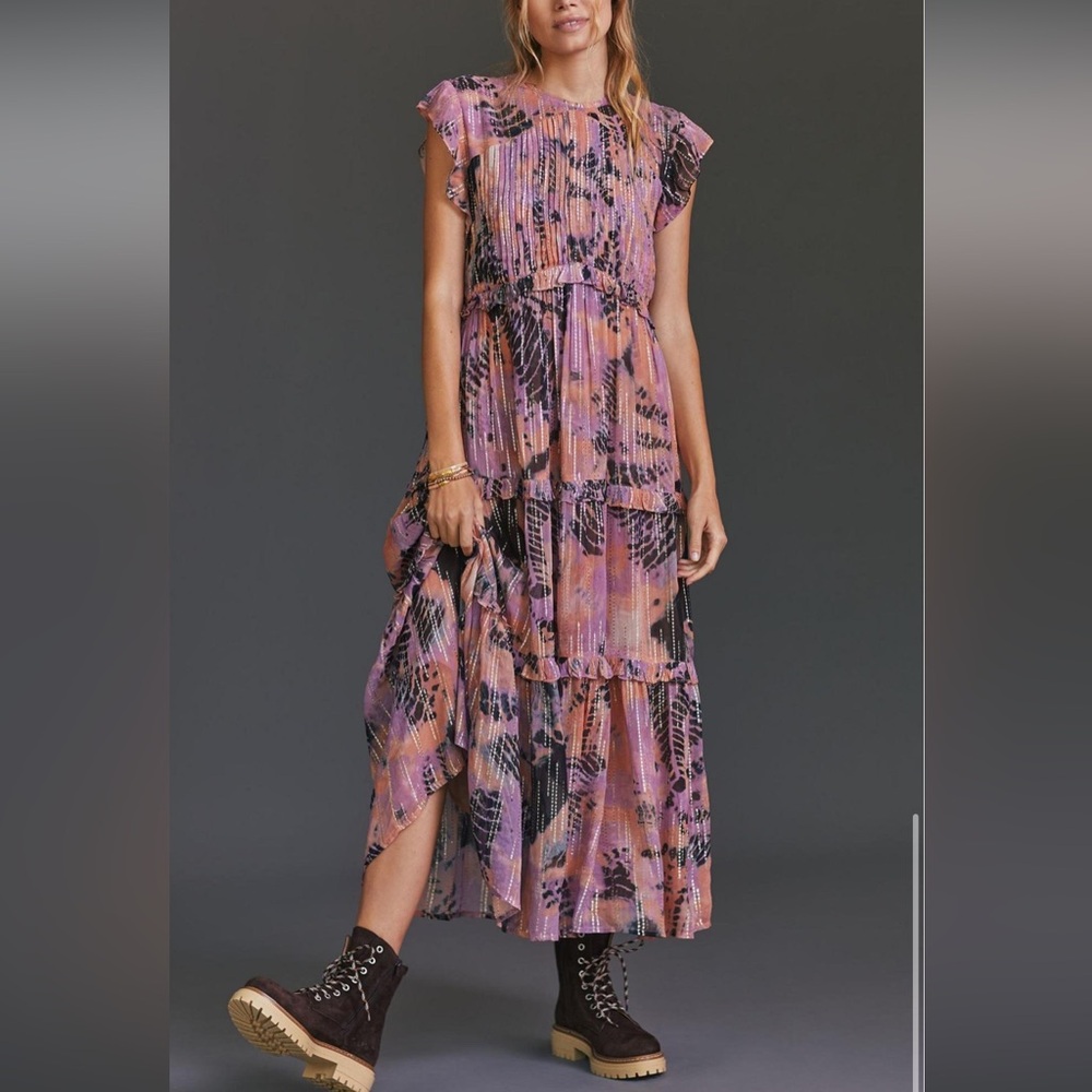 Anthropologie Verb by Pallavi Singhee Tie Dye Maxi Dress Pink Multi XLP
